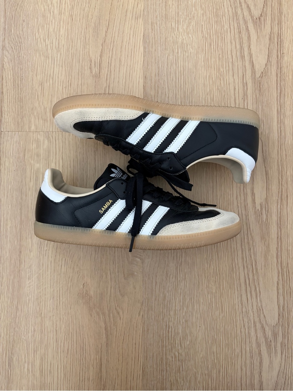 adidas Black White Samba Sneakers with Gum Sole